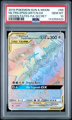 2019 Pokemon Sun & Moon Hidden Fates #69 Mltrs/Zpds/Artcn.Gx PSA 10 - Image 1