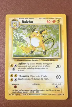 Pokemon TCG Raichu Base Set 14/102 Holo 1999-2000 Wizards Base Set Holo Rare - Image 1