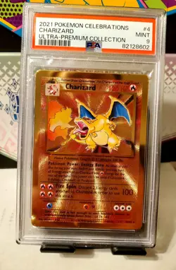 2021 Pokemon Celebrations Charizard Gold Metal Ultra Premium Collection PSA 9 - Image 1