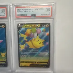2021 POKEMON CELEBRATIONS #008 SURFING PIKACHU V PSA 9 + #006 Flying PSA 9 🔥🔥 - Image 3