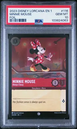 2023 Disney Lorcana EN 1 First Chapter Minnie Mouse Classy Foil PSA 10 GEM MINT - Image 1
