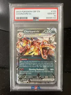 2023 Pokemon Charizard ex 125/197 Sv03: Obsidian Flames Holo PSA 10 AJ - Image 1