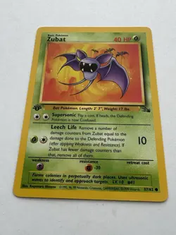 Zubat 1st Edition 57/62 Near Mint Pokemon TCG WoTC Fossil Set Vintage CLEAN - Image 2