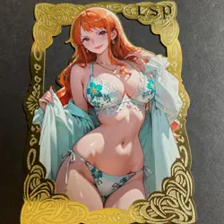 Goddess Story Gold METAL Card - Serial Number #/200! Anime Waifu Nami Bikini - Image 1