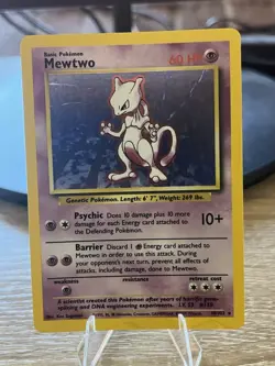 Pokemon TCG Mewtwo Base Set Holo Rare Card 10/102 Vintage NM/LP - Image 1