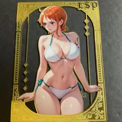 Goddess Story Gold METAL Card - Serial Number #/200! Anime Waifu Nami Bikini - Image 1