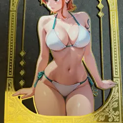 Goddess Story Gold METAL Card - Serial Number #/200! Anime Waifu Nami Bikini - Image 3