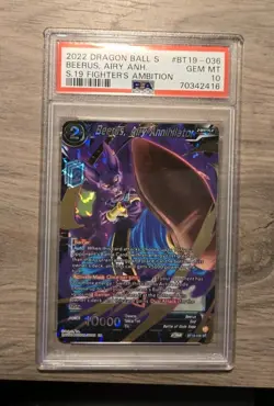 Dragon Ball Super Card Game Beerus Airy Annihalator Fighters Ambition PSA 10 - Image 1