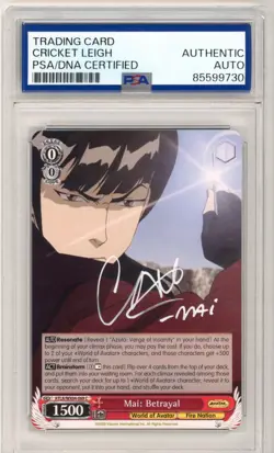 PSA Cricket Leigh Signed Weiss Schwarz Mai: Betrayal ATLA/WX04-069 C Avatar Card - Image 1