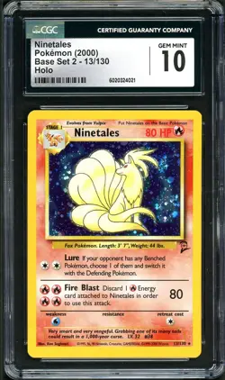 CGC 10 GEM MINT Ninetales 2000 Base Set 2 13/130 Holo Rare Pokemon Card psa - Image 1