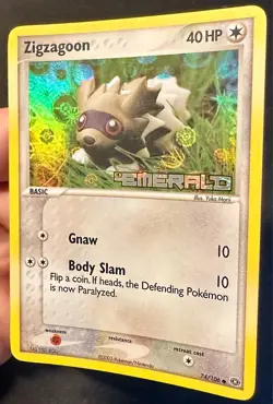 Zigzagoon 74/106 2005 EX Emerald Pokemon Card Reverse Holo Yuka Morii - Lp/Vlp - Image 2