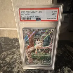 Pokemon Meowth Illustration Rare Holo 106/094 Me02 Phantasmal Flames PSA 9 2025 - Image 1