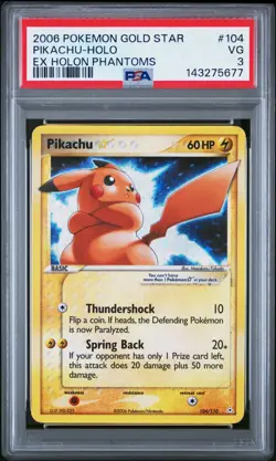 Pokemon TCG Pikachu Gold Star 104/110 Holon Phantoms Holo PSA 3 - Image 1