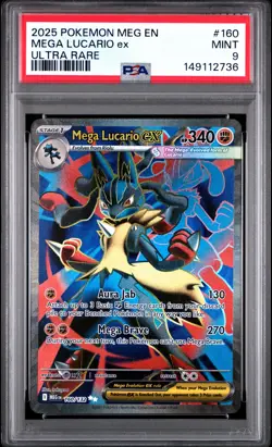 2025 POKEMON MEG EN-MEGA EVOLUTION ULTRA RARE #160 MEGA LUCARIO EX PSA 9 - Image 1
