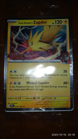 Pokemon TCG Team Rocket's Zapdos Holo Promo SG MY PH Exclusive JTG 070/182 Eng - Image 1