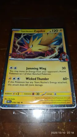 Pokemon TCG Team Rocket's Zapdos Holo Promo SG MY PH Exclusive JTG 070/182 Eng - Image 2