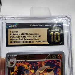 CGC10 Pristine Gold Label - Flareon 136/165 Master Ball Rev. Holo Pokemon JP 151 - Image 3