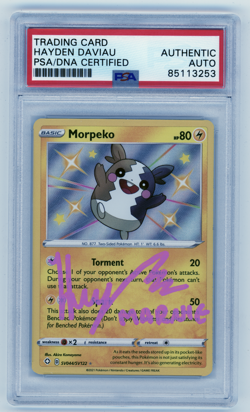 PSA Signed Hayden Daviau Morpeko SV044/SV122 Shiny Holo Shining Fates Pokemon - Image 1