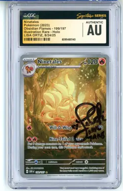 CGC Signed Lisa Ortiz Pokemon TCG Ninetales 199/197 SV03: Obsidian Flames Holo - Image 1