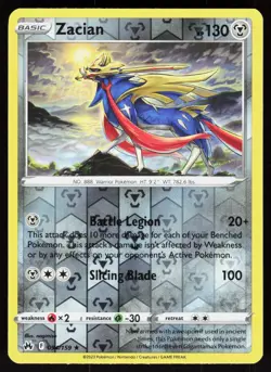 Zacian 094/159 Holo Rare Crown Zenith Pokemon Reverse Holo LP - Image 1