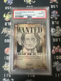 2024 One Piece Shanks Super Rare Wanted Alt Art #OP09-004 PSA 10 - Image 1
