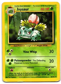 Ivysaur 30/102 - Base Set Unlimited Uncommon Pokemon TCG - DMG Card - Image 1