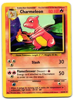 Charmeleon 24/102 - Base Set Unlimited Uncommon Pokemon TCG - HP Card - Image 1