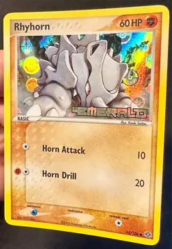 Rhyhorn 62/106 2005 EX Emerald Pokemon Card Reverse Holo Common Stamped - Lp/Vlp - Image 2
