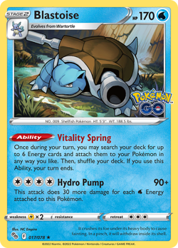 Blastoise 017/078 Holo Rare Pokemon GO Pokemon Reverse Holo NM/M - Image 1