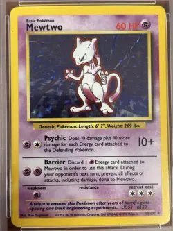 Pokemon TCG Mewtwo Base Set Holo Unlimited Rare Card 10/102 PSA 8 - Image 3