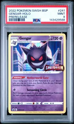 2022 POKEMON SWSH BLACK STAR PROMO PRERELEASE #241 GENGAR Stamped HOLO PSA 9 - Image 1
