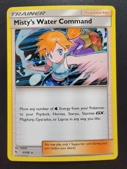 Hidden Fates Pokemon TCG Misty's Water Command 63/68 Holo Rare pokemon - Image 1