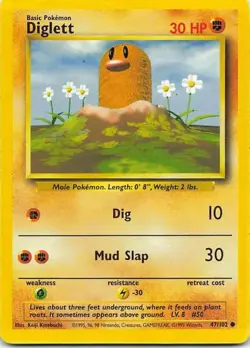 Diglett 47/102 Base Set Common NM Pokemon TCG - Image 1