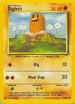 Diglett 47/102 Base Set Common LP Pokemon TCG - Image 1