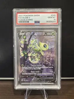 Pokemon Celebi V 245/264 Fusion Strike Full Art Holo PSA 10 190 HP - Image 1