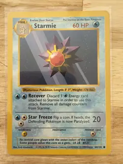 Pokemon TCG Starmie Base Set 64/102 Regular Shadowless Common - Image 1