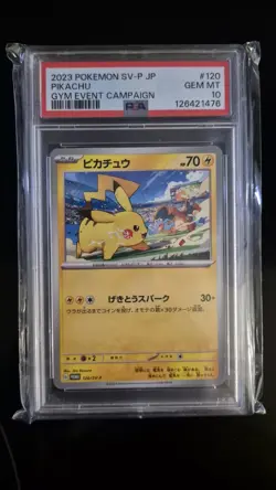 2023 POKEMON JAPANESE SV-P PROMO GYM EVENT CAMPAIGN #120 PIKACHU PSA 10 - Image 1