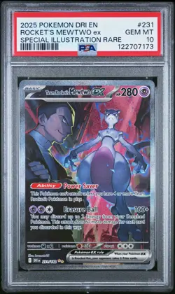 Pokemon 2025 Team Rocket's Mewtwo ex 231/182 SIR Destined Rivals GEM MINT PSA 10 - Image 1
