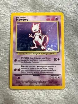 Pokemon TCG Mewtwo 10/102 Holo Rare Card 1999 WOTC Base Set - Image 1
