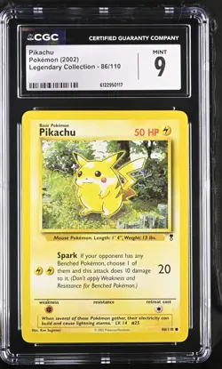 CGC 9 MINT Pikachu 2002 Legendary Collection 86/110 Pokemon Card - Image 1