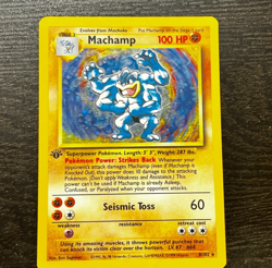 Pokemon TCG - ENGLISH BASE SET UNLIMITED RARE MACHAMP Holo Card 8/102 LP MP - Image 1