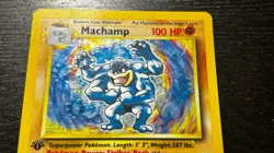 Pokemon TCG - ENGLISH BASE SET UNLIMITED RARE MACHAMP Holo Card 8/102 LP MP - Image 3