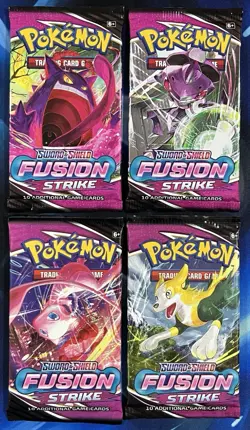Pokemon 2021 Sword & Shield Fusion Strike Booster Pack Lot X4 Artset SwSh Nm M - Image 1