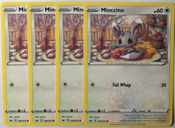 POKEMON 4X MINCCINO 146/202 SWORD & SHIELD COMMON NEAR MINT-PLAYSET - Image 1