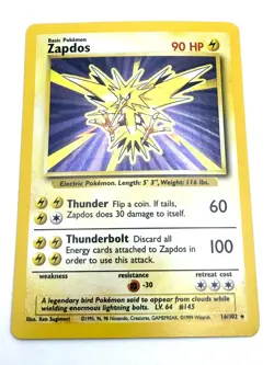 Pokemon TCG Zapdos 16/102 Base Set Unlimited Holo Rare WOTC VTG 1999 NM-/LP+ - Image 4