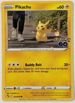 Pokemon TCG Pikachu Pokemon GO 027/078 Holo Promo Cosmos Holo Rare Promo - Image 1