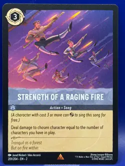 Disney Lorcana STRENGTH OF A RAGING FIRE 201/204 Rare EN 2 Rise of the Floodborn - Image 1