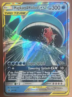 Pokemon Card - 2019 Magikarp & Wailord GX Tag Team SM166 Black Star Promo - Image 1