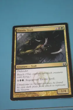 MTG CARD POOR CONDITION TRESTLE TROLL - Image 1