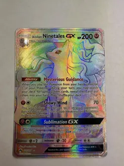 Alolan Ninetales GX - 225/214 - Pokemon Lost Thunder Sun Moon Secret Card NM - Image 1